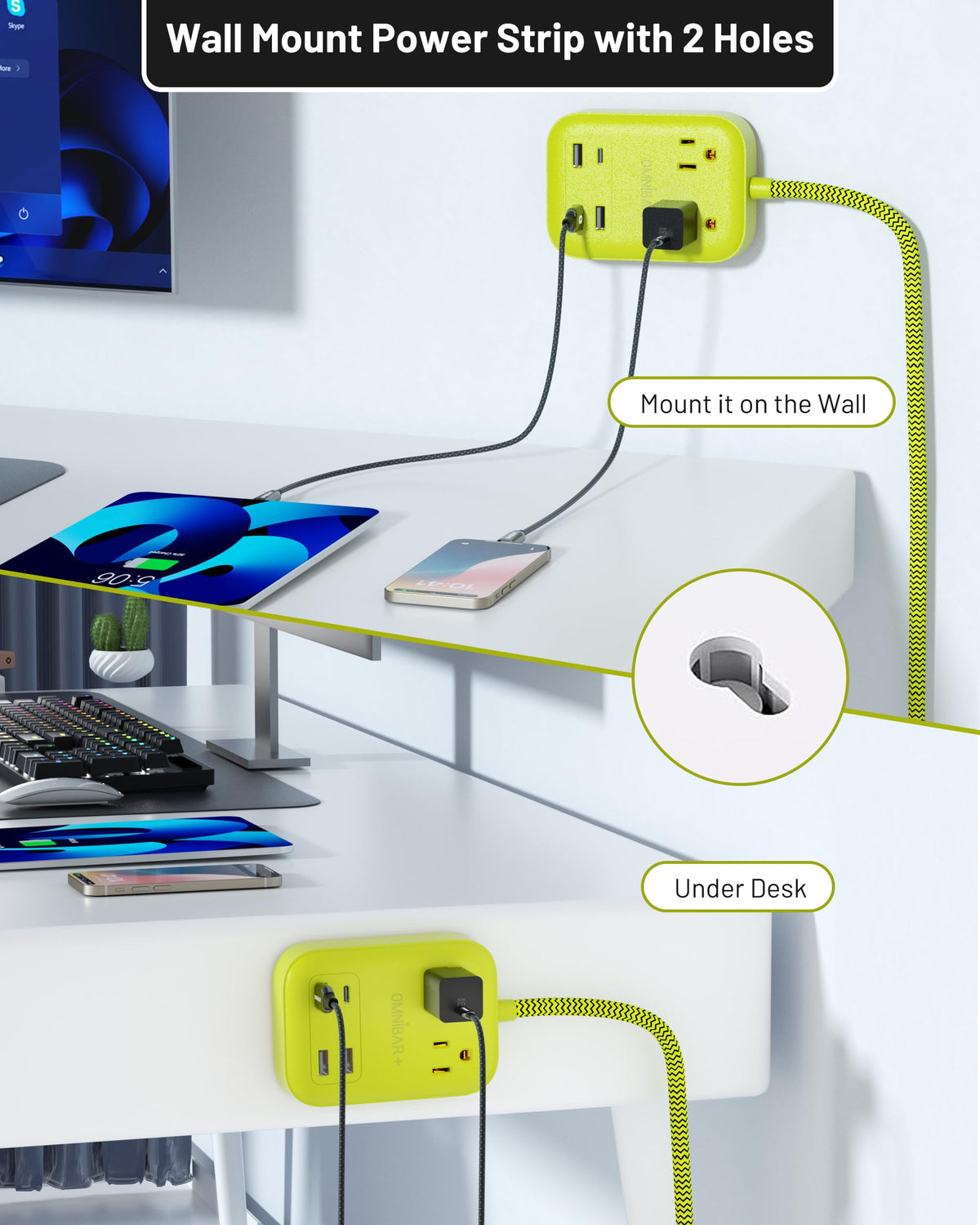 Omnibar dorm room essentials with convenient USB charging and outlets.