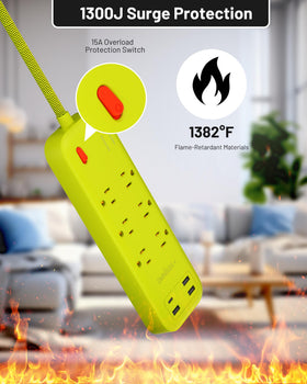 Flat plug design ideal for tight spaces and behind furniture.