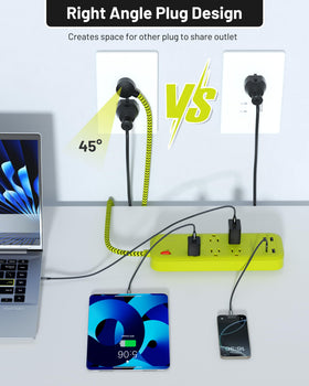 LED surge indicator confirms protection status at a glance.