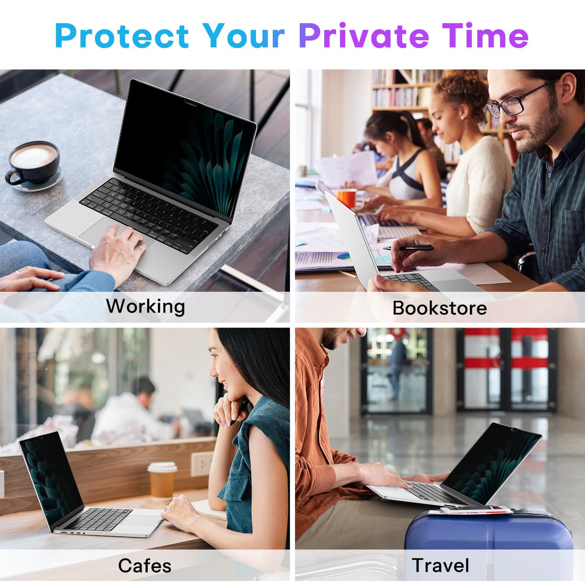 OMOTON easy removal privacy screen for MacBook Air 13 inch, switch modes.