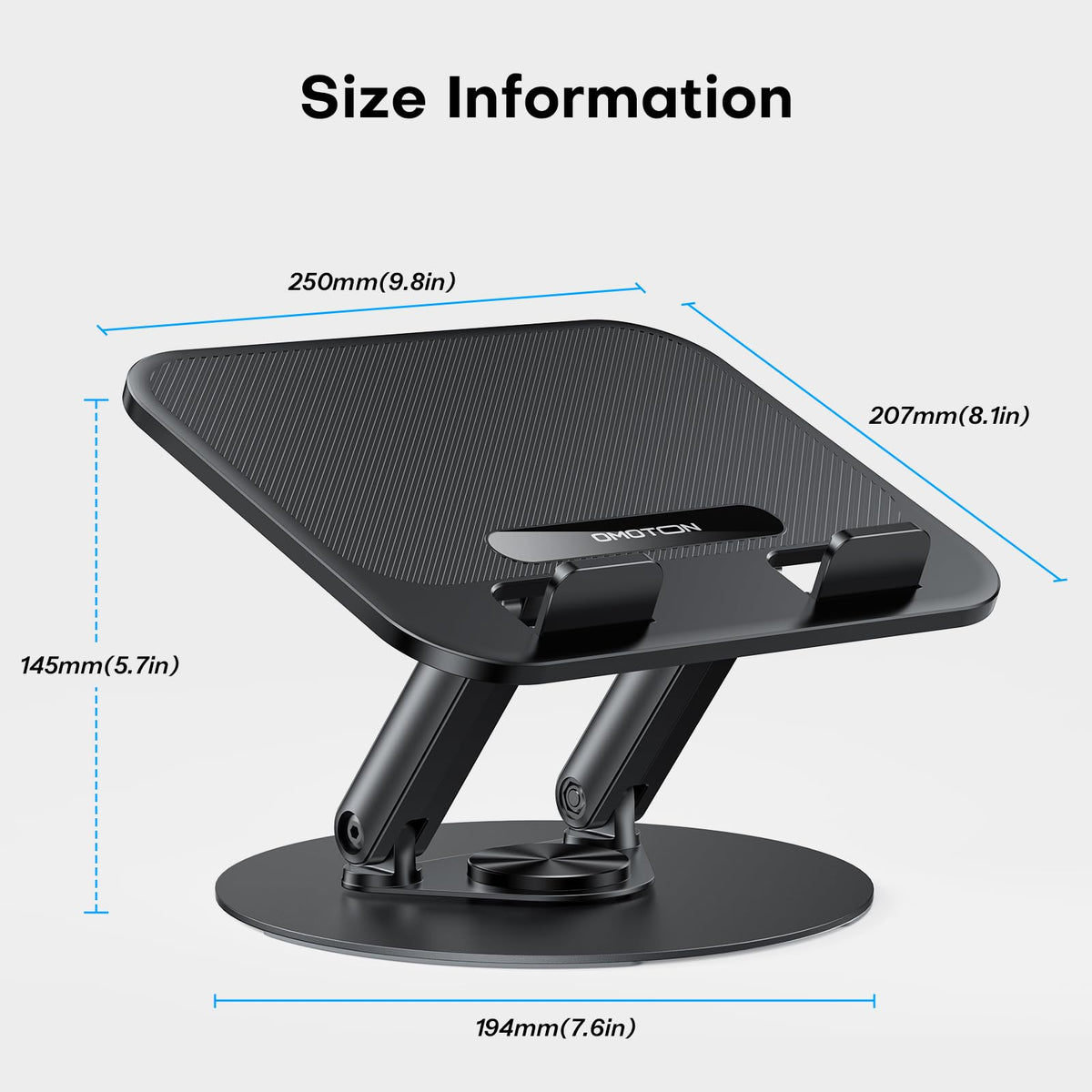 OMOTON ergonomic laptop riser on desk supports posture-friendly computing during meetings