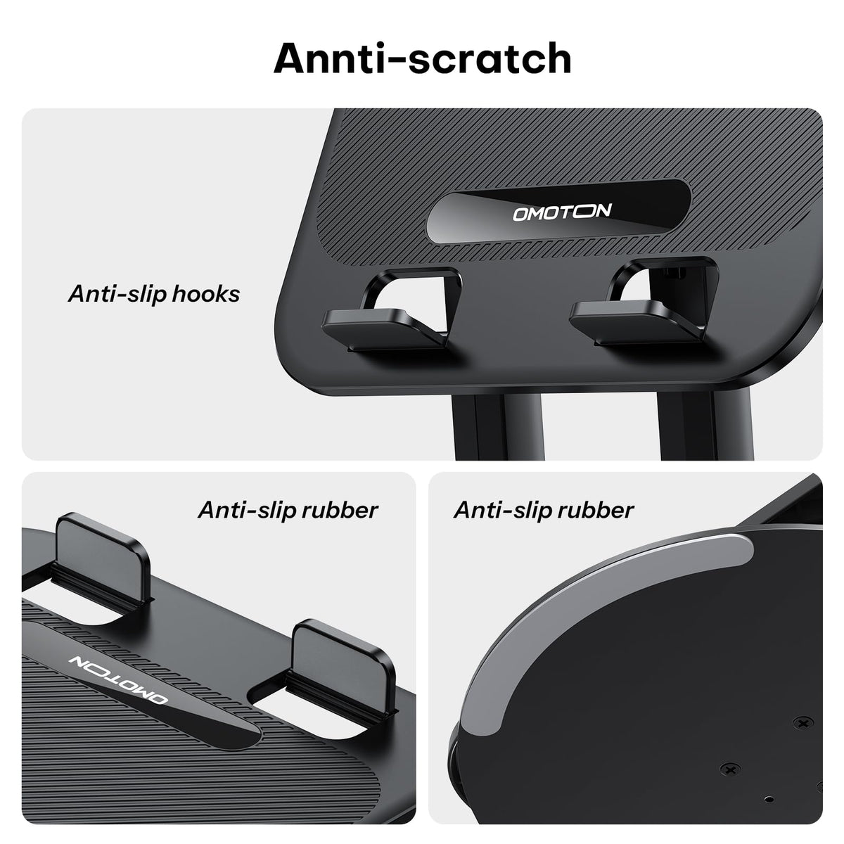 OMOTON stand helps keep desks organized with tidy storage under the laptop