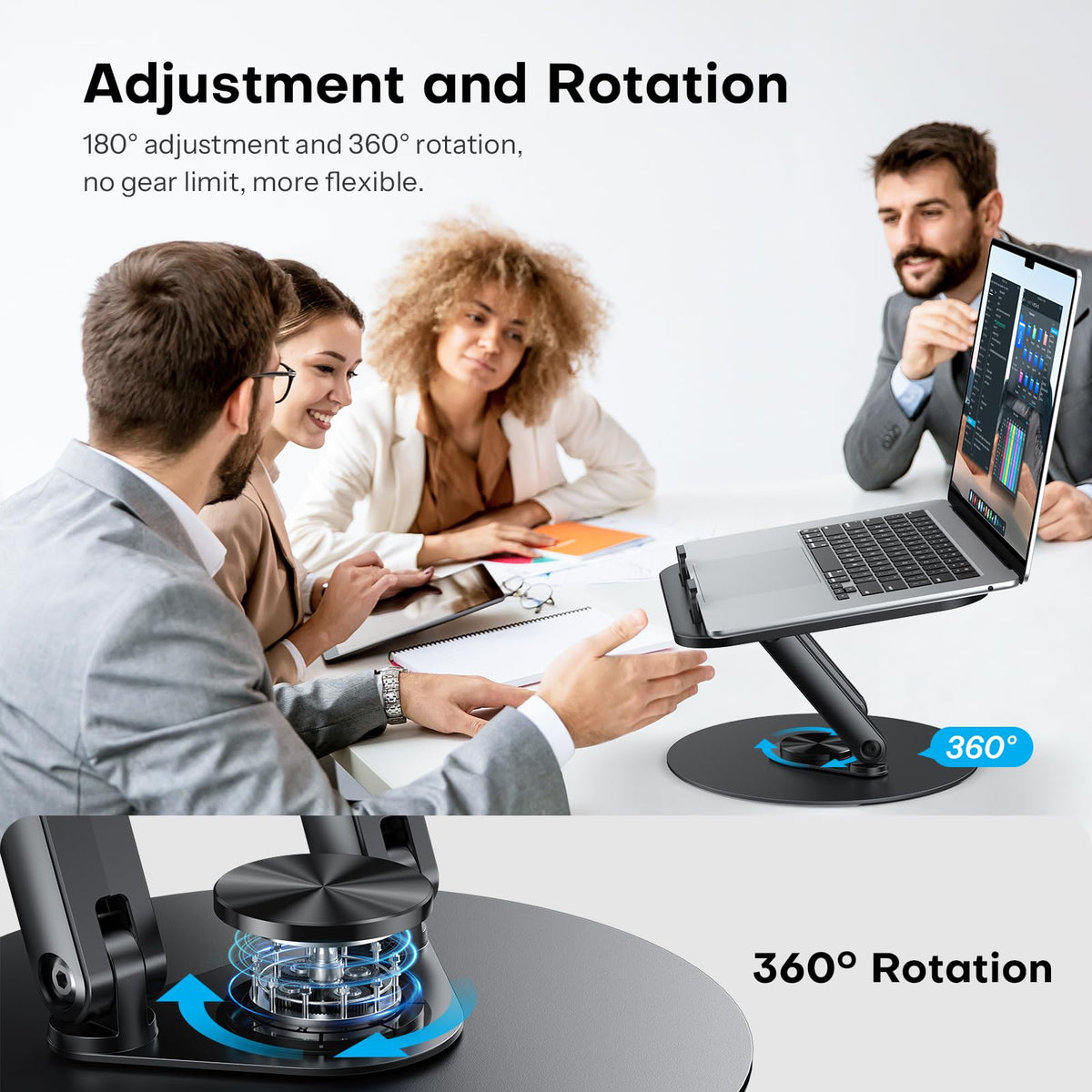 OMOTON laptop stand compatible with MacBook and 14-inch laptops for versatile use