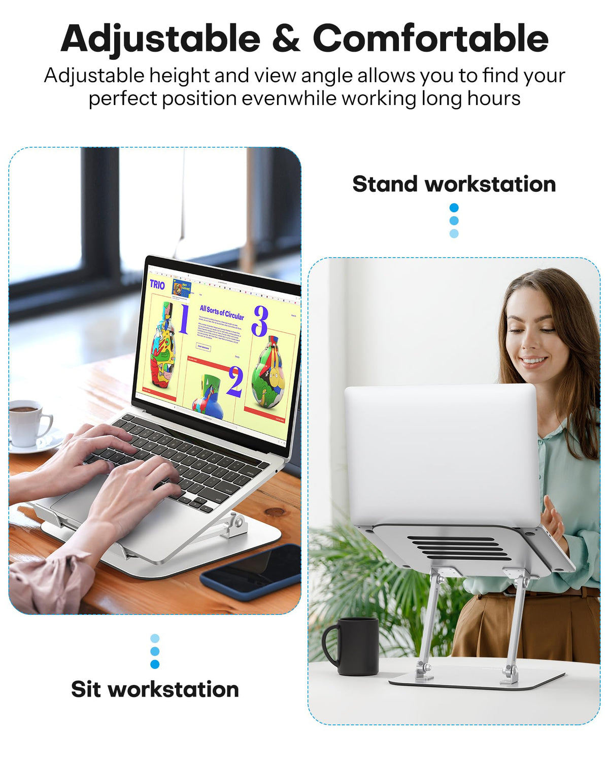 OMOTON metal-frame laptop stand provides solid daily support