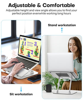 OMOTON metal-frame laptop stand provides solid daily support