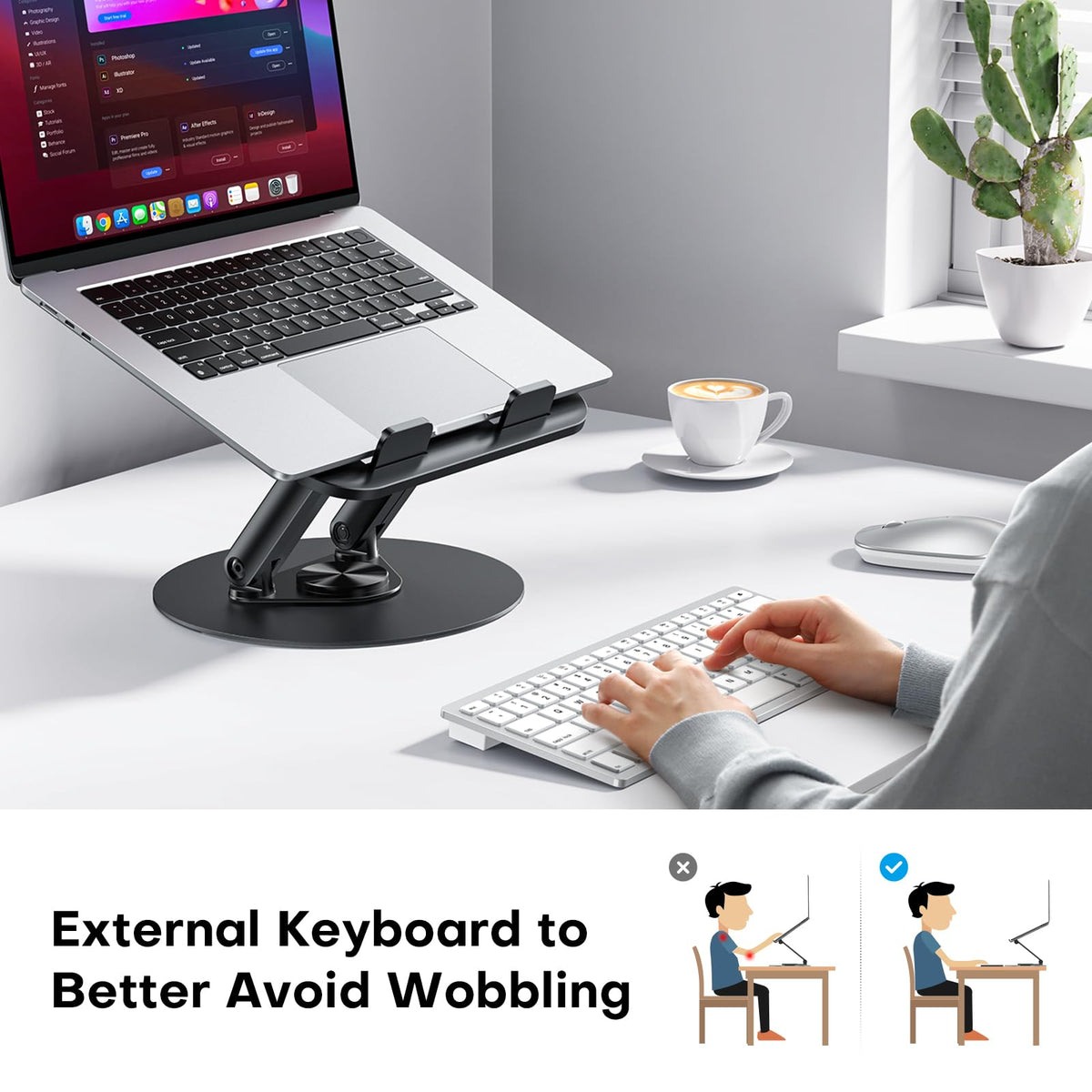 OMOTON adjustable tilt and height improve comfort during long work sessions