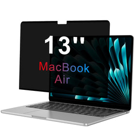 OMOTON magnetic privacy screen on MacBook Air 13 inch, front view for privacy.