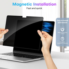 OMOTON matte anti-glare filter on MacBook Air 13, reduces glare.