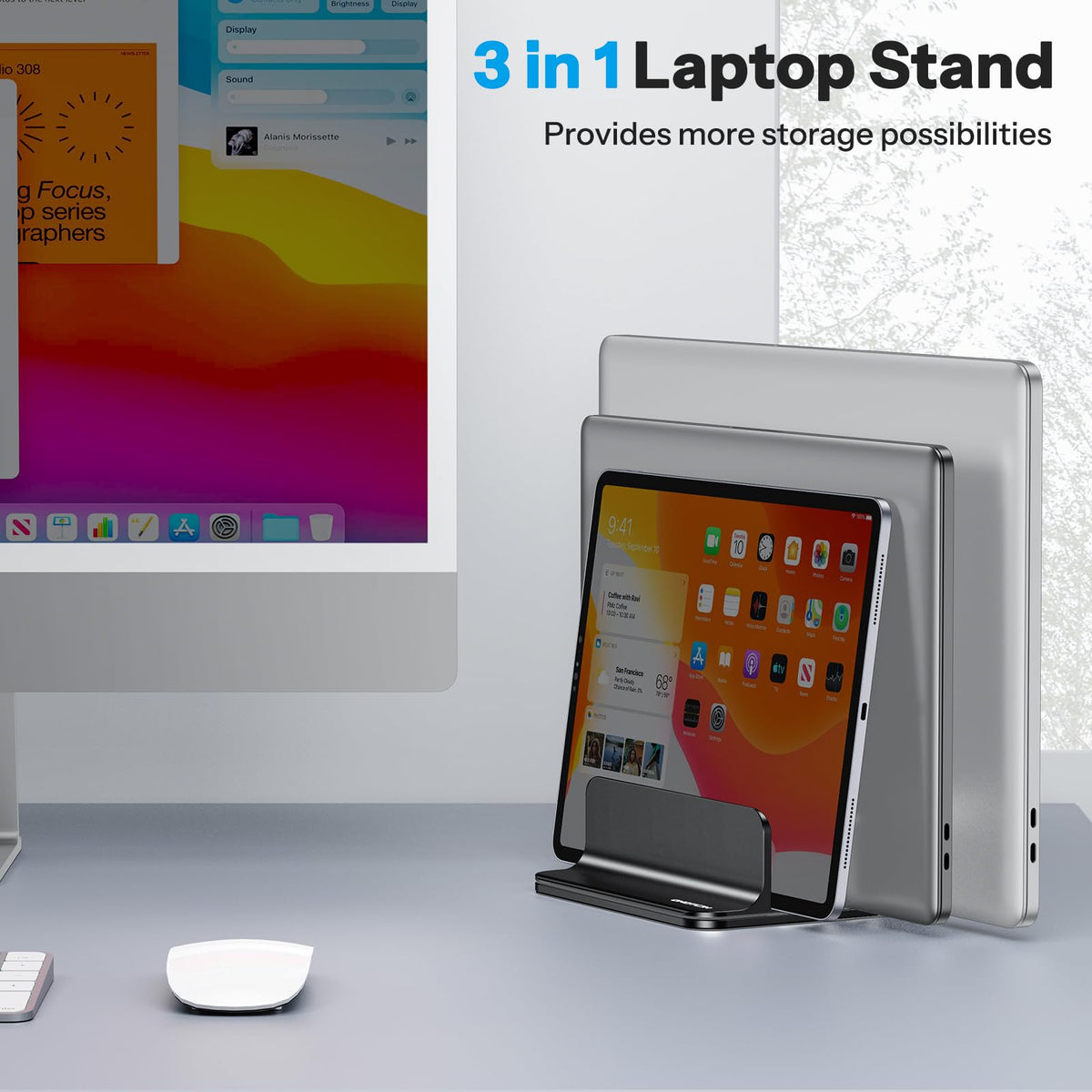 OMOTON scale comparison with MacBook to show compatibility and compactness