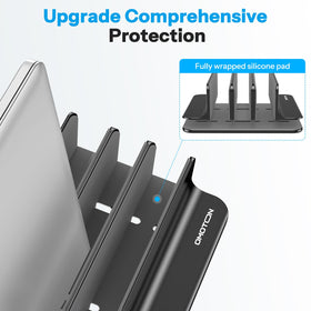 OMOTON base detail with non-slip pads adding stability on desktop surfaces