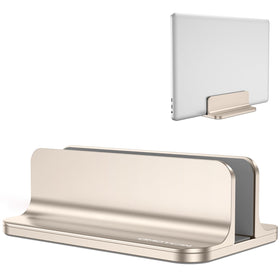OMOTON vertical laptop stand Starlight front view enhances desk organization.