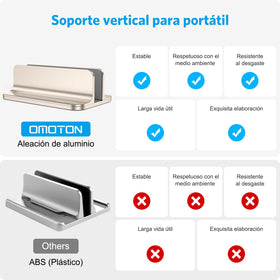 OMOTON vertical laptop stand Starlight side view shows slim profile and stability.