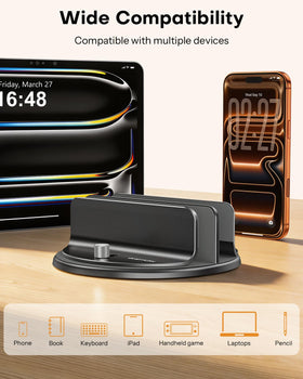 OMOTON stand holding laptop and iPad in use to streamline multitasking