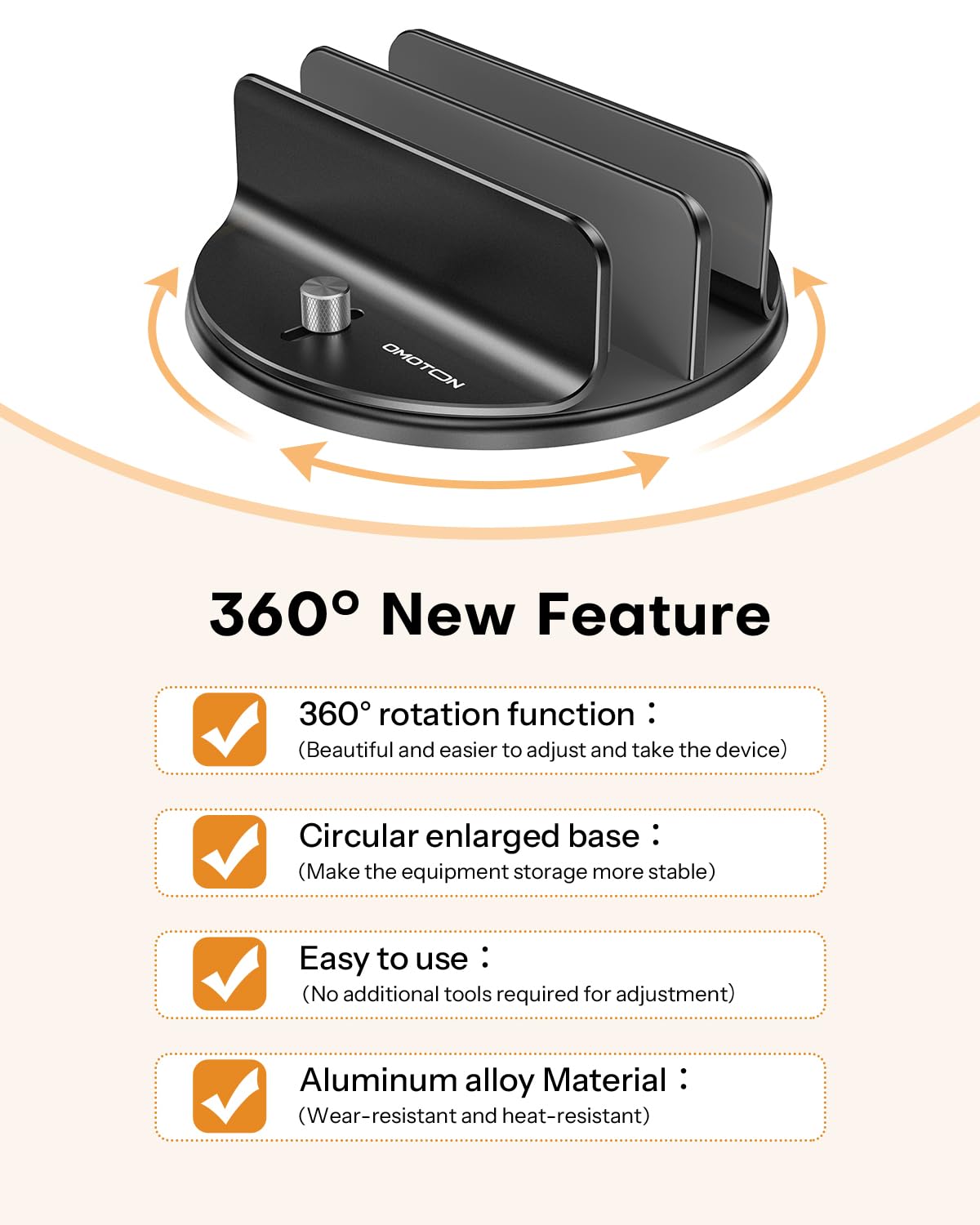 OMOTON rotating base in motion for quick access and collaborative benefit