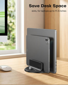OMOTON scale comparison showing VL04 fits up to 17.3-inch devices accurately