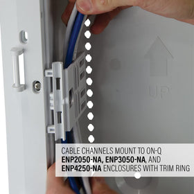 On-Q cable channel detail organizing wires to reduce clutter and improve serviceability