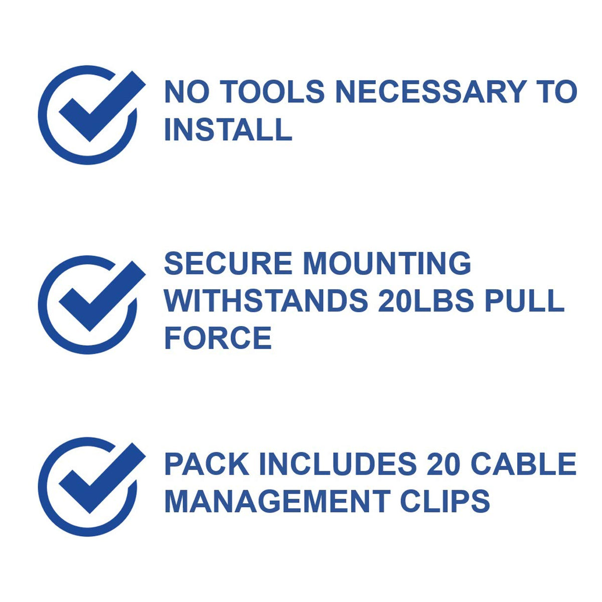 On-Q cable management clip low-profile loop shows versatile securing with Velcro or ties.
