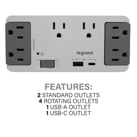 On-Q rotating outlets demonstrating 90-degree flexibility for bulky plugs