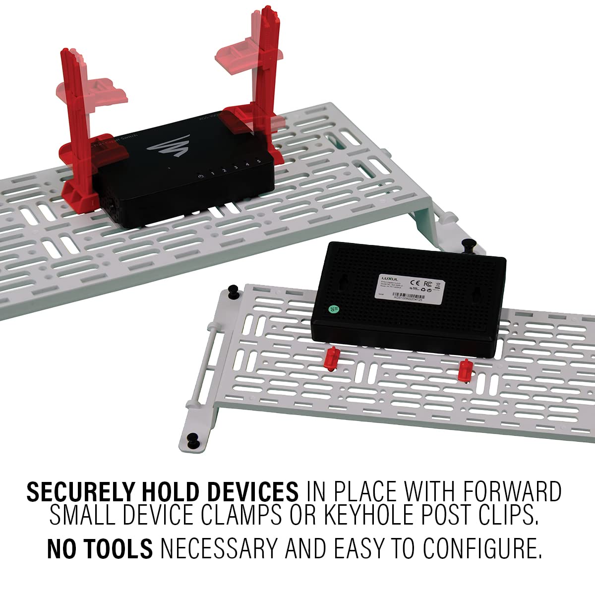 On-Q plate beside ruler showing 5-inch scale to confirm compact fit in tight enclosures