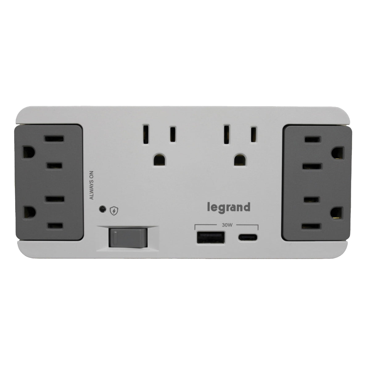 On-Q surge protector with six outlets and USB-C/USB-A for tidy home office power
