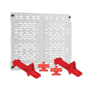 On-Q universal mounting plate close-up for secure devices in enclosure