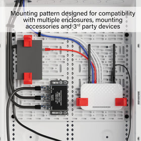 On-Q mounting plate mounted horizontally inside a plastic enclosure