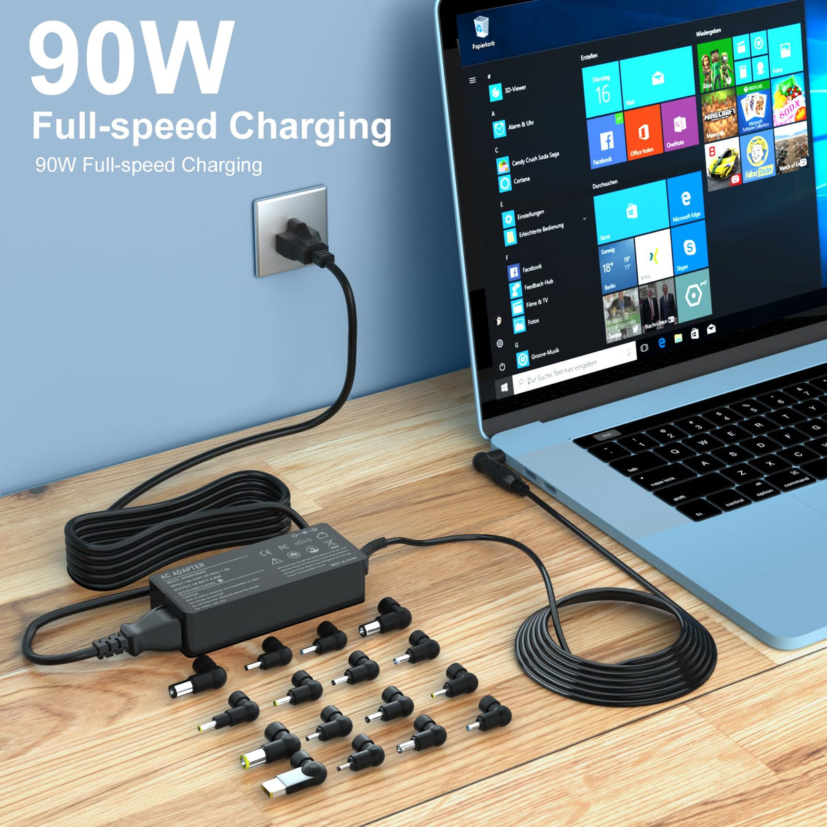 Onadrive 90W charger supports 100-240V for international travel