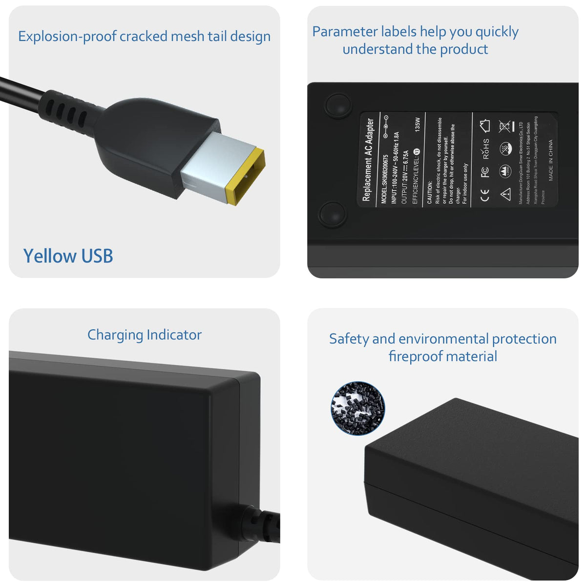 Onadrive ThinkPad AC adapter size comparison, slim profile for travel.