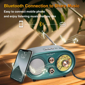 Oncheer FM/AM/SW band display highlights the classic interface and tuning options.