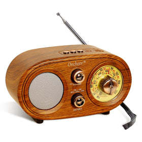 ONCHEER retro bluetooth radio front view with vintage charm and clear audio.
