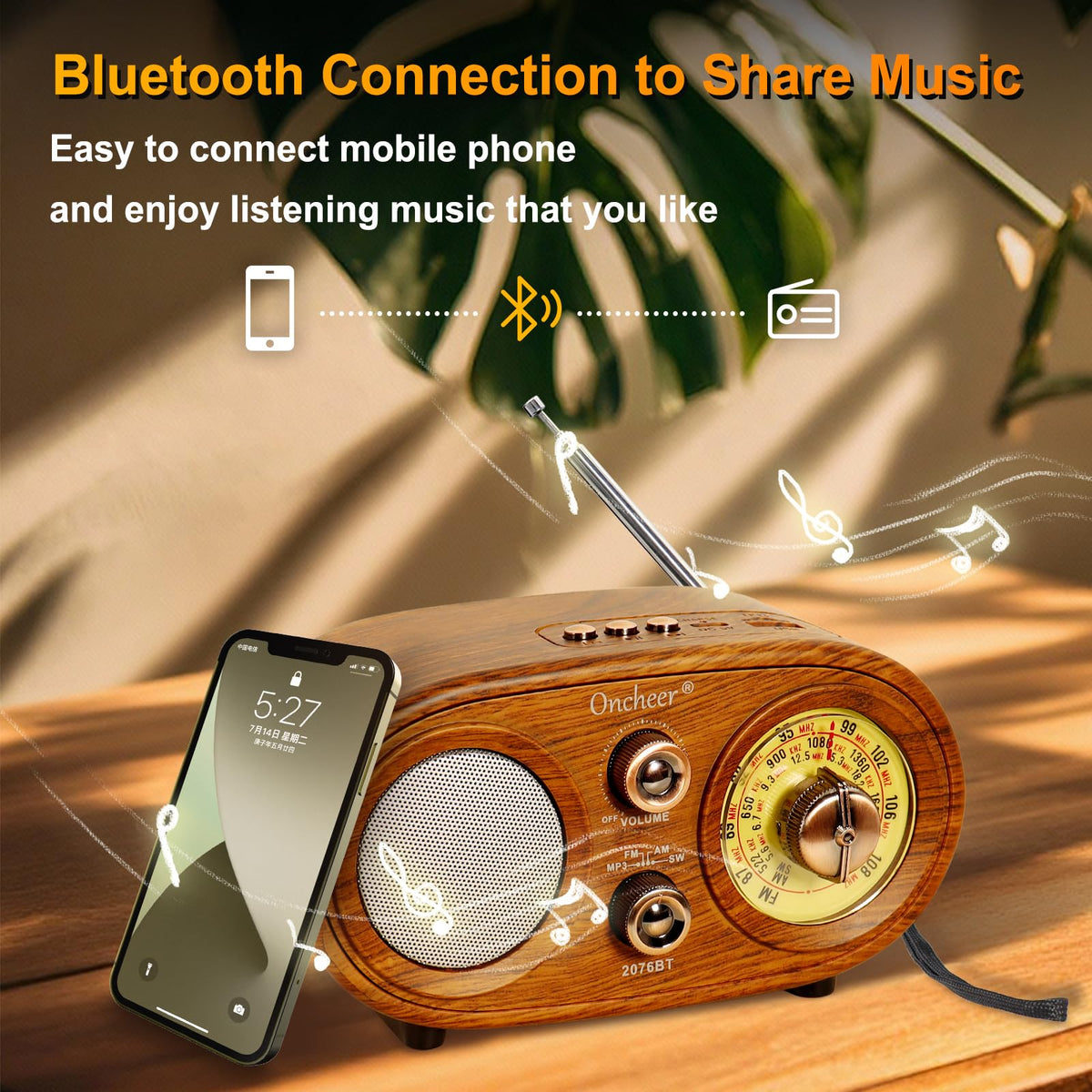 ONCHEER TF card and USB playback for versatile music options.