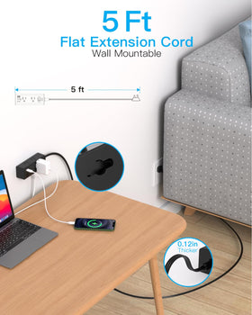 One Beat 5ft extension cord with copper conductors ensures reliable charging from desk to bed.