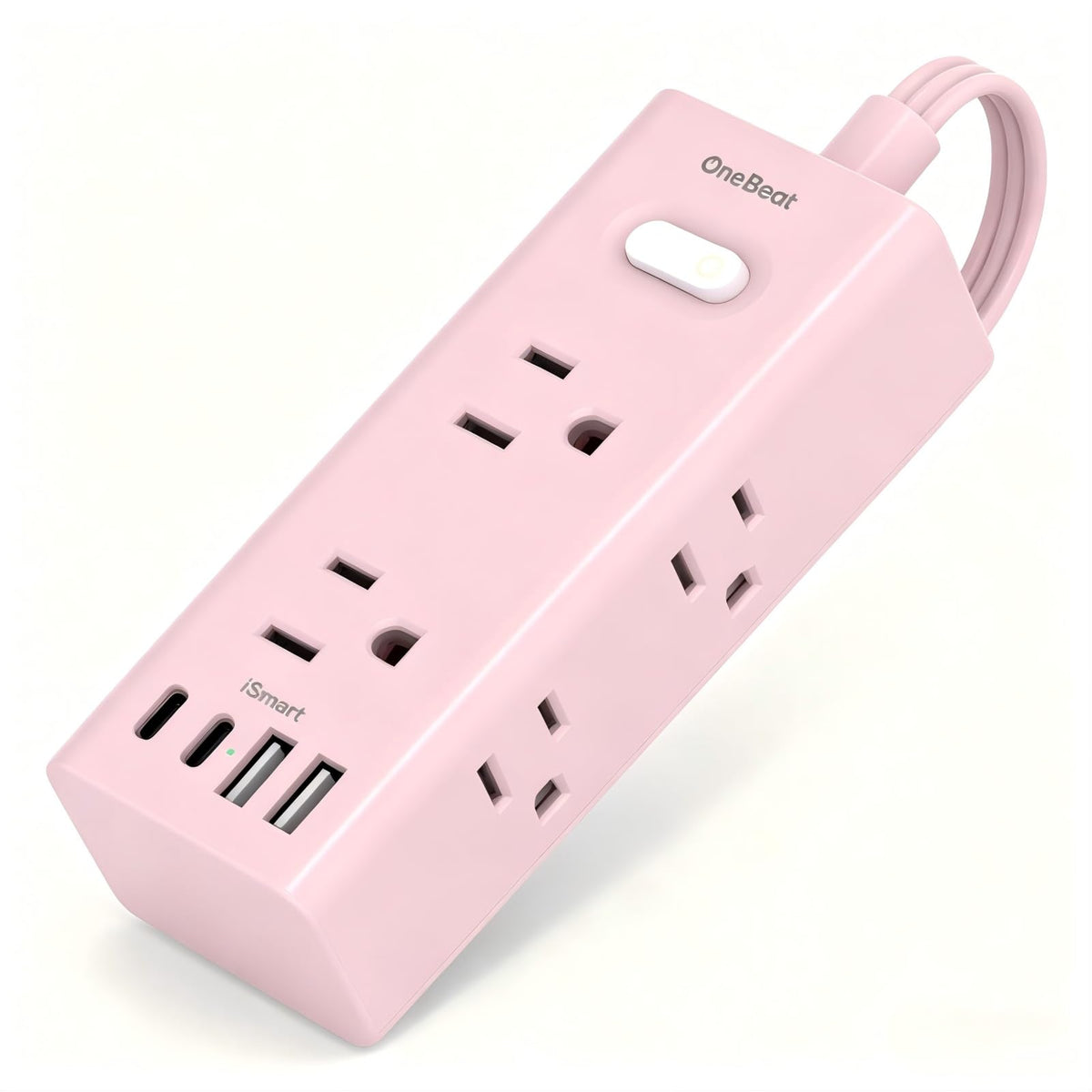 One Beat 5ft extension cord with six outlets and USB ports for charging multiple devices.