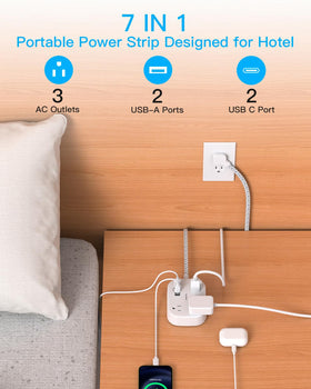One Beat Cruise Essentials 6ft braided cord stretches across a desk for easy reach.