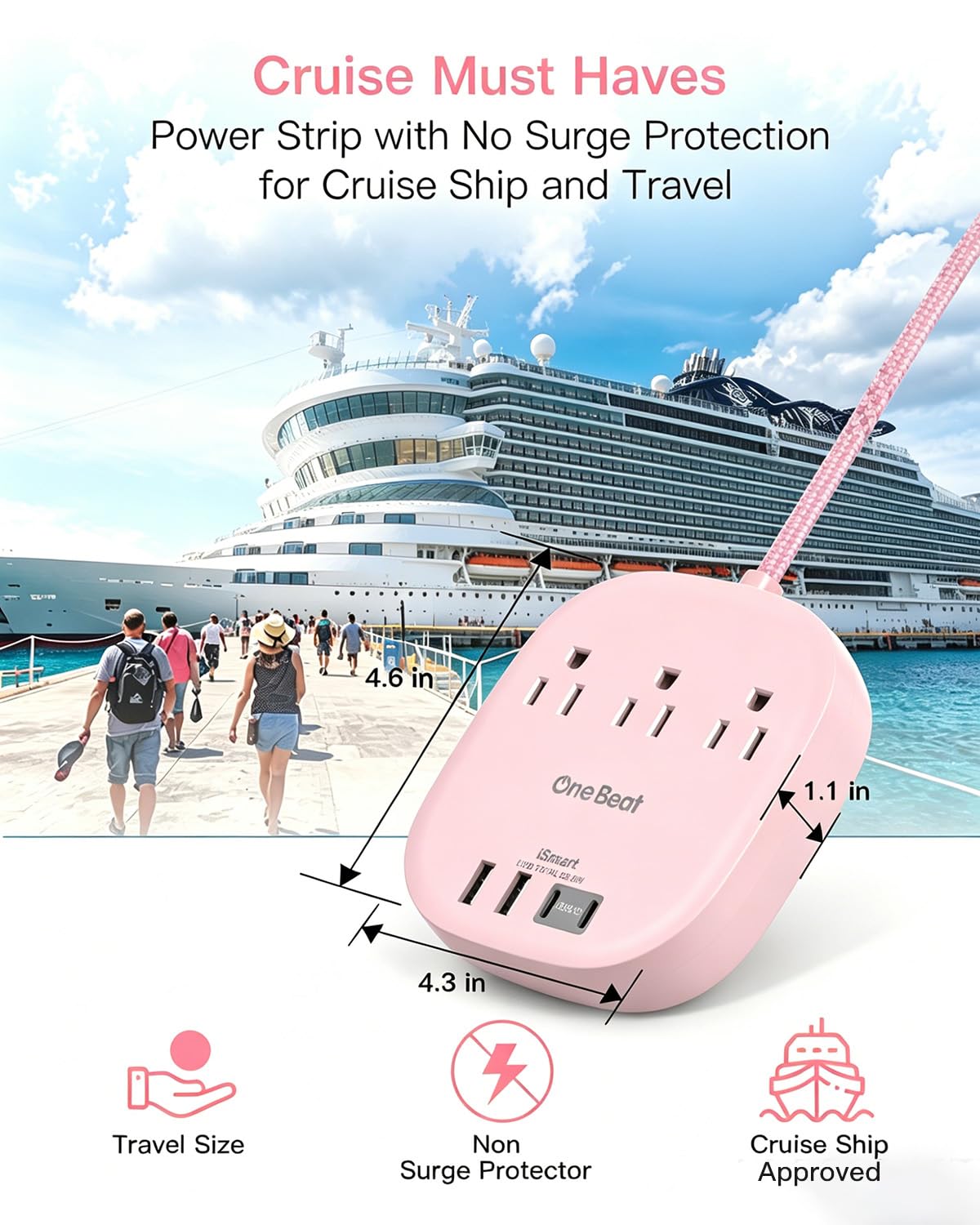 One Beat pink flat plug image emphasizes discreet plugs near walls