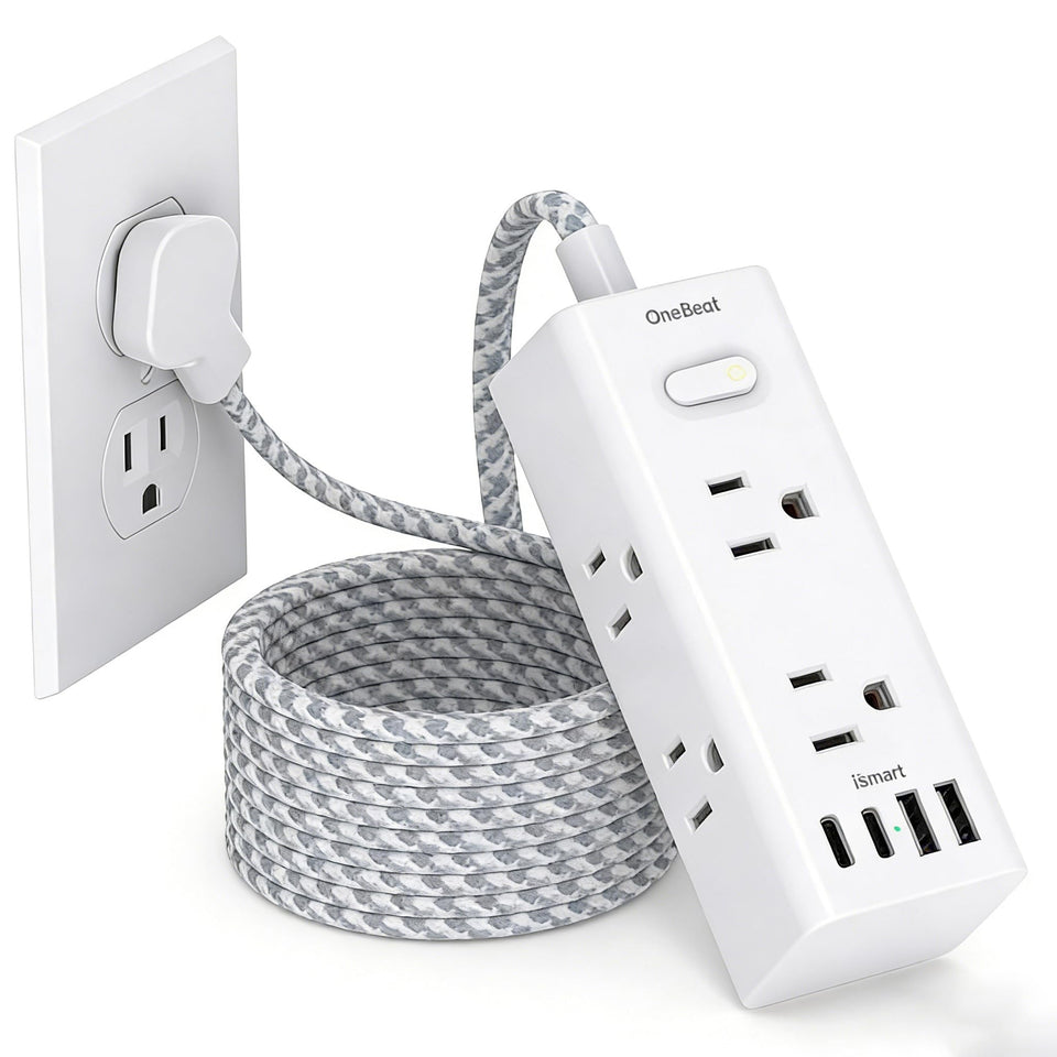 One Beat flat plug 10ft extension shows ultra-thin design for wall close fittings.