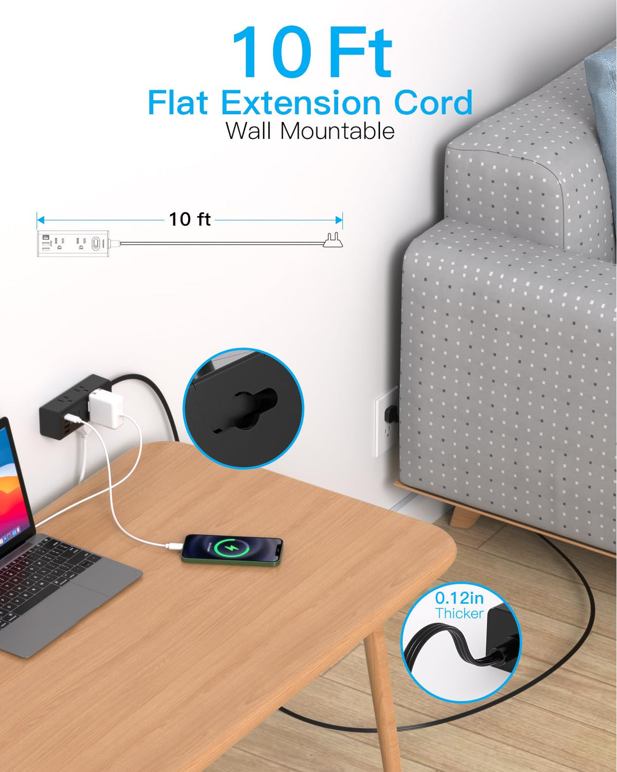One Beat flat plug closeup demonstrating low profile that saves space