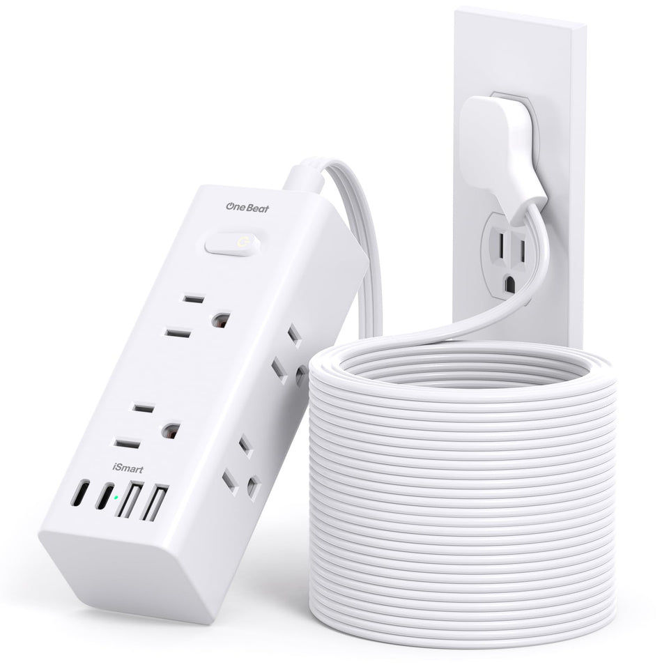 One Beat flat plug front view showing low profile and wall clearance benefit