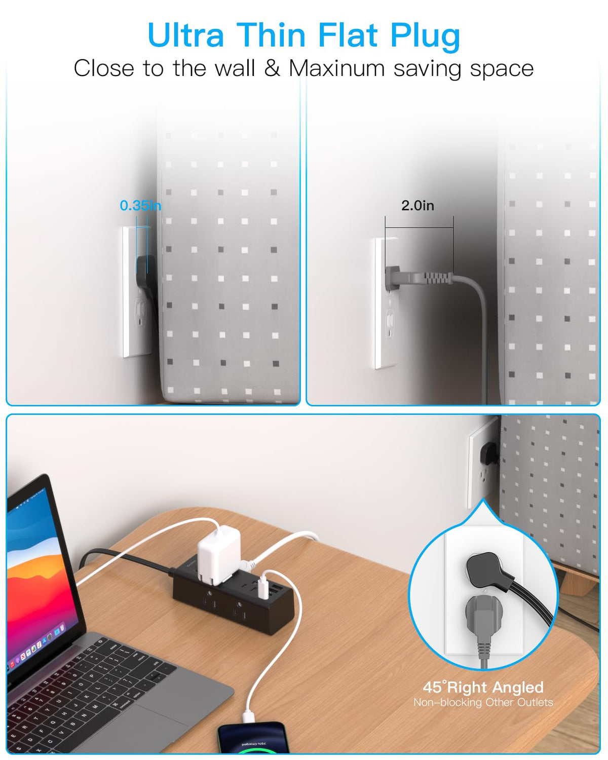 One Beat flat wall adapter with back mounting holes for secure placement.