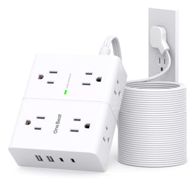 one beat front view showing 8 outlets and 4 usb ports for versatile charging