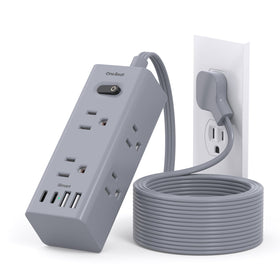 One Beat front view showing compact power strip and benefit of space saving