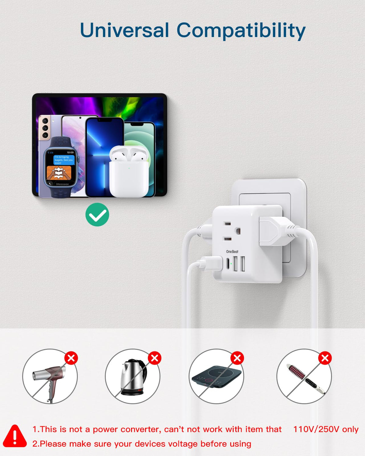 One Beat indicator-light shows power status for safe usage