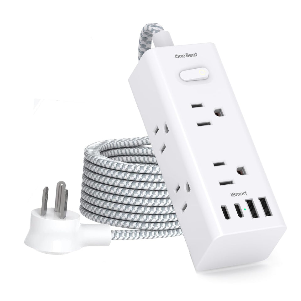 One Beat short extension cord with six outlets keeps your desk organized.