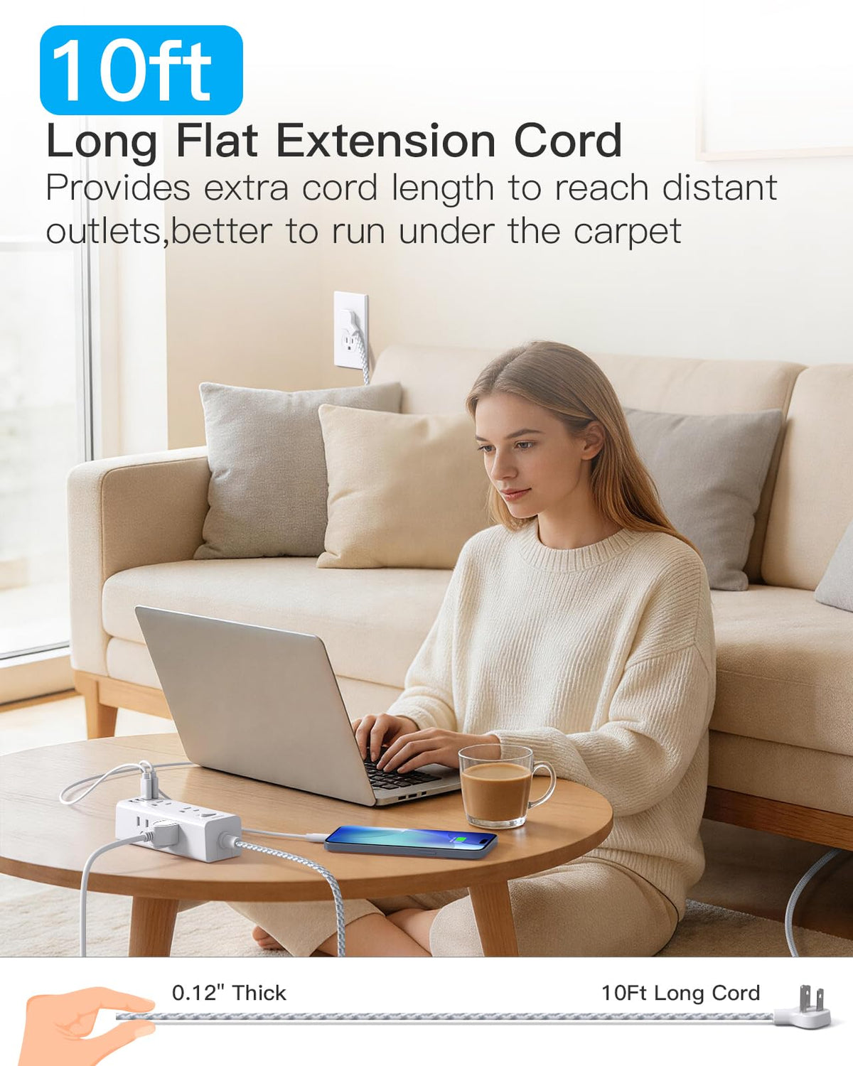 One Beat surge protector 6 outlets highlights versatile power hub for desks and dorms.