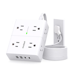 One Beat surge protector with eight outlets and six-foot flat cord for clutter-free power.