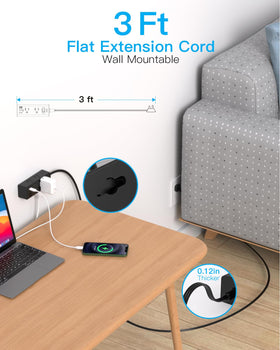 One Beat 3 ft extension cord offering flexible reach for desks and nightstands.