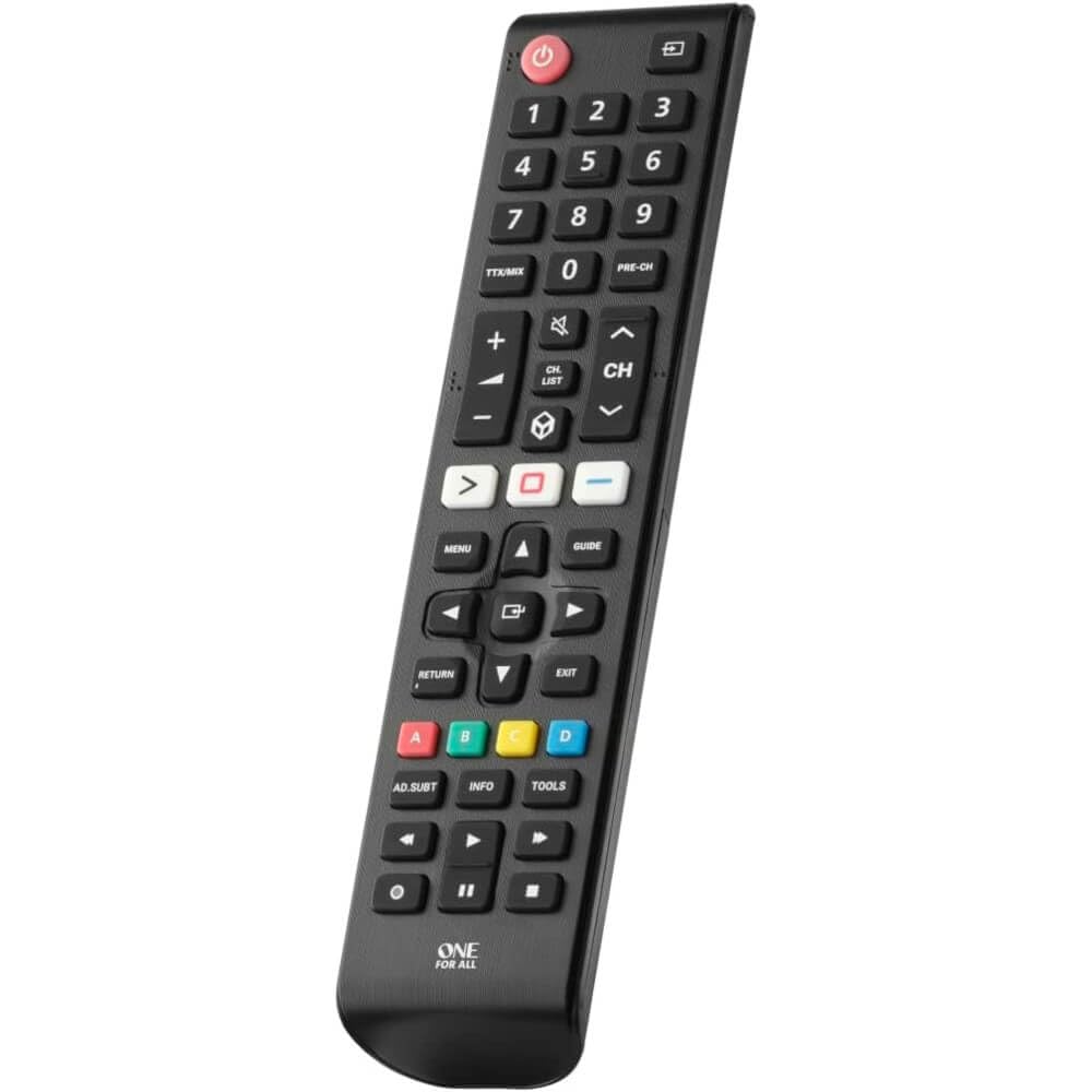One For All Samsung remote with SimpleSet for fast, hassle-free setup.
