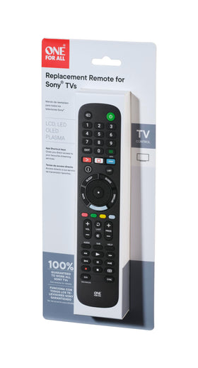 One For All Sony TV replacement remote supports codeless setup and learning.