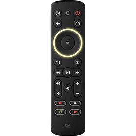 One For All Streamer Remote quick-access keys to Netflix, YouTube, Prime.