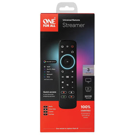 One For All Streamer Remote packaged in retail box for easy purchase.